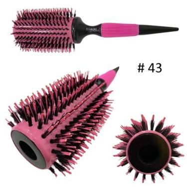 Imagem de Escova De Cabelo Térmica Rosa Cerdas De Javali Mista Madeira - Hairdo,