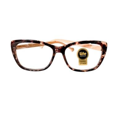 Imagem de Armação Óculos Grau p/Perto Gatinho Leopardo Para Leitura (+3.25)