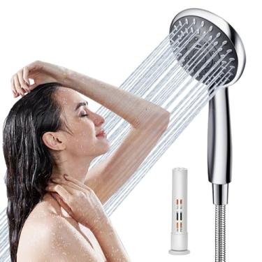 Imagem de Filtro de chuveiro portátil para água dura - Chuveiro de chuva de 3 modos com bicos de silicone e design ecológico de economia de água (ideal para bebês/pele sensível)