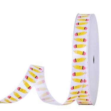 Imagem de YAMA Fita de cetim de volta às aulas para artesanato, fita de cetim fina para presentes, tema escolar colorido para agradecimento de professores, embrulho de 1,5 cm x 10 jardas