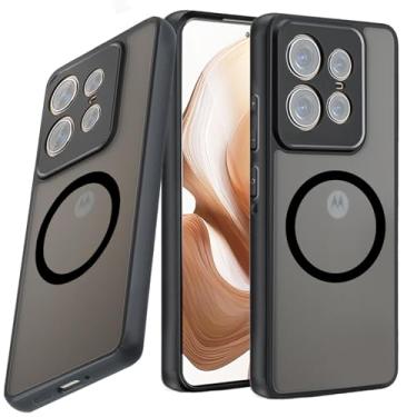 Imagem de Capa magnética para Motorola Moto Edge 60 Stylus [compatível com Magsafe] Capa protetora traseira fosca translúcida à prova de choque para Moto G Stylus 5G (2025), preto fosco