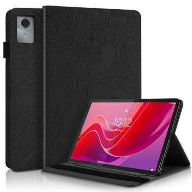 Imagem de TIPOYOROO Capa para Lenovo Tab M11 / K11 LTE 11 polegadas 2024 (TB330FU) Capa protetora de couro PU leve com suporte flip com faixa elástica e suporte para cartão - preta