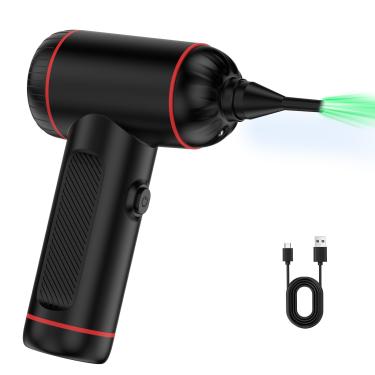 Imagem de Ventilador de ar compacto sem fio – 100.000 RPM, 5 acessórios para eletrônicos e limpeza automática, luz LED, soprador de ar portátil, perfeito para limpeza