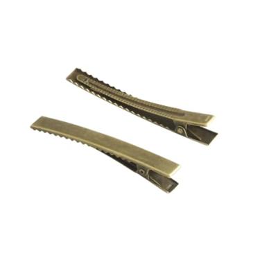 Imagem de MAHAVIMOKSA 20 grampos de cabelo jacaré de 40 mm/1,5" bronze antigo superfície plana de garra única para fazer grampos de cabelo DIY artesanato