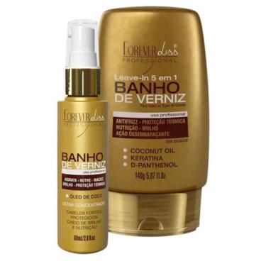 Imagem de Kit Oleo e Leave in Forever Liss Linha Banho de Verniz