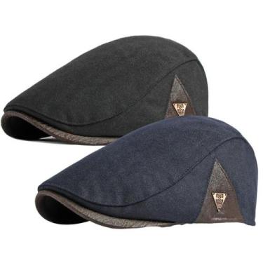 Imagem de Kit 2 Boinas Italiana Premium Masculina Atemporal Preto/Azul - Mercado