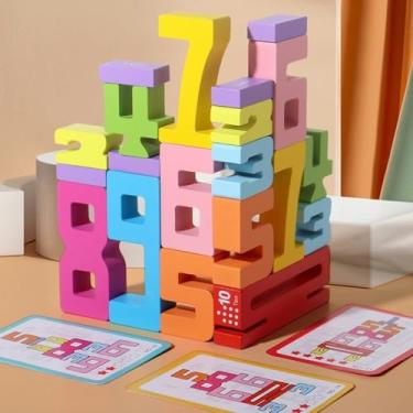 Imagem de Gdaytao Wooden Number Building Blocks for Kids - 20PCS Montessori Math Toys with Stacking Games, Educational Counting Blocks for Toddlers Ages 3+, Gift Box for Birthday & Preschool Learning