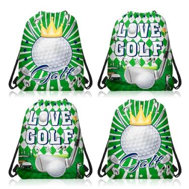 Imagem de CC HOME Pacote com 12 sacos de festa com cordão, bola de golfe verde branca para presente de doces, bola de ginástica, lembrancinha de festa temática esportiva para chá de bebê, crianças, meninas