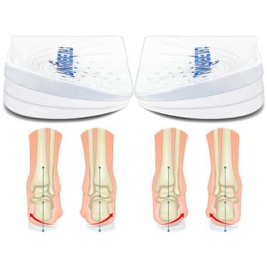 Imagem de unribeau Palmilhas De Correção Supinação E Pronação Ajustáveis 3 Camadas Unribeau, Cunha Lateral Medial Autoadesivas Para Alinhamento Dos Pés Pernas Arqueadas (Transparentes, C: L: 7,5-12 / M: 7-11)