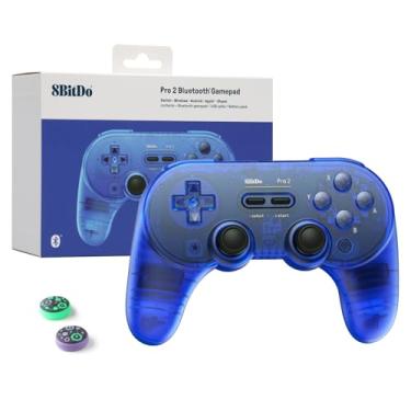 Imagem de 8Bitdo Pro 2 Wireless Bluetooth Controller (Hall Effect Joystick Update) - for Switch/Switch 2 PC Windows Android MacOS Steam Raspberry Pi (Transparent Blue)