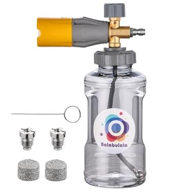 Imagem de Balabulala Canhão de espuma para lavadora de pressão, canhão de espuma de neve de 4500 PSI com bocal ajustável e garrafa de canhão de espuma de 1L, conector rápido de 6 mm