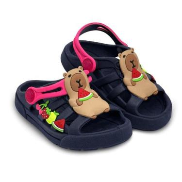 Imagem de Babuche Infantil Plugt Dude Capivara Marinho Leve, Confortável e Imper