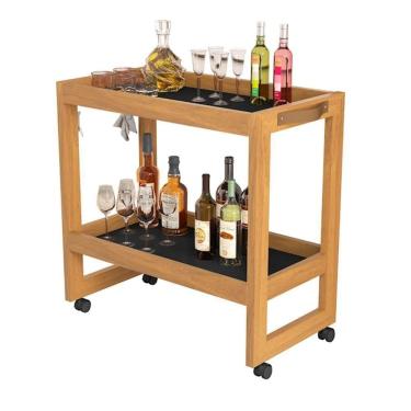 Imagem de Carrinho Multiuso Aparador Barzinho Orfeu Com Rodizios Preto