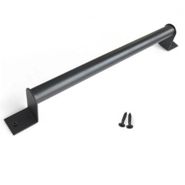 Imagem de Maçaneta de porta de celeiro simples, rústica, para porta de correr, ferragem, aço carbono preto, resistente, madeira, v