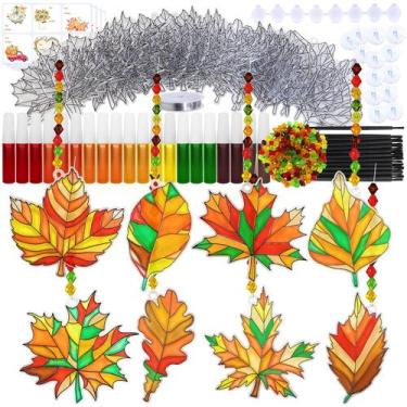 Imagem de Kit de artesanato Winlyn Fall Leaf Suncatchers, ornamentos com tinta