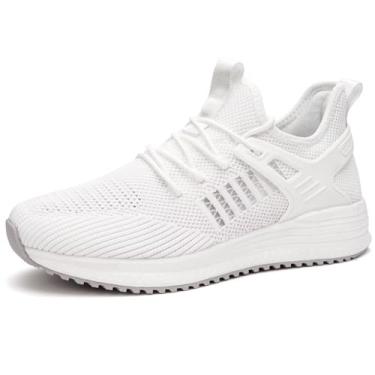 Imagem de SDolphin Tênis de corrida masculino, tênis, treino, caminhada, academia, sola de borracha, respirável, confortável, antiderrapante, moderno, C - Branco, 14 Wide