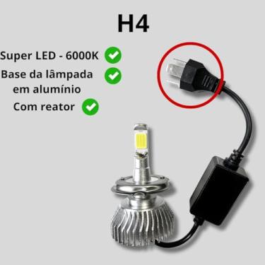 Imagem de Par Lâmpada SUPER LED Para Carros e Caminhões 6000K Com Reator 12V/24V H1 H3 H4 H7 Tonalidade Branca (Conector H4)