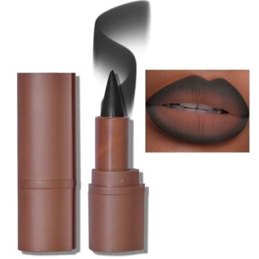 Imagem de Erinde Conjunto combo de delineador labial e batom 2 em 1, fosco nude marrom escuro vermelho delineador labial cremoso, maquiagem de batom de alta pigmentação de longa duração, 08# escuro