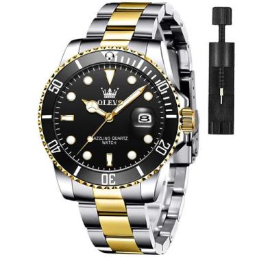 Imagem de Relógio OLEVS Black Classic para homens com tâmaras em aço inoxidável