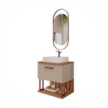 Imagem de Gabinete de Banheiro Duna 60 com Espelho Lumini Cappuccino/Freijo - MG