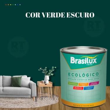 Imagem de Esmalte Sintético Base Água Brasilux Ecologico Cor Verde 800ML Brilhan