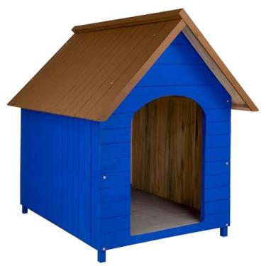 Imagem de Casa Casinha De Cachorro em Madeira Pintada Grande N5 (Azul)
