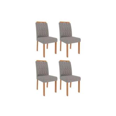Imagem de Kit 4 Cadeiras Sala Jantar Paola Wood 4 Un Carvalho/Linho Grafite - Ci