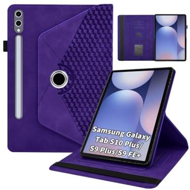 Imagem de Kitzomi Capa para Samsung Galaxy Tab S10 Plus 2024/ S9 FE Plus 5G 12,4 polegadas 2023 com bolso giratório de 360° com suporte multi-ângulo capa protetora de couro PU despertar/hibernar automaticamente