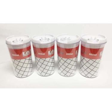 Imagem de Pote Hermético Acrílico Redondo 800 ml - Conjunto com 4 peças - AJATO 