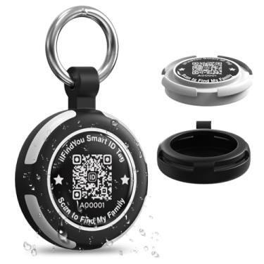 Imagem de ilFindYou Suporte de Airtag à prova d'água para Apple Air Tag QR Code chaveiro acessórios preto