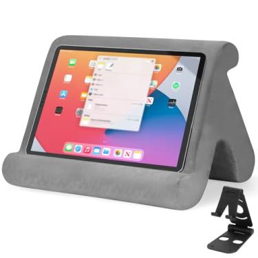 Imagem de Suporte universal multiângulo para tablet - suporte macio com suporte de telefone preto para colo, joelho, sofá e cama, compatível com iPad Pro 9.7, 10.5, 12.9 Air Mini 4 3, Kindle, Galaxy Tab