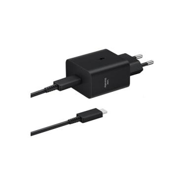 Imagem de Samsung Adaptador de alimentação PD original de 45 W com design compacto/porta USB-C/cabo USB tipo C para C (5A/1,8 m) carregamento super rápido - (preto)
