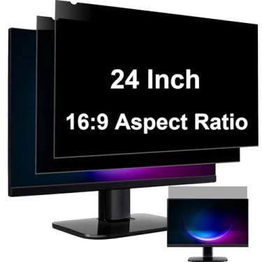 Imagem de YAKAI 【Pacote com 2 filtros de tela de privacidade de computador de 61 cm para monitor panorâmico com proporção de 16:9, protetor de bloqueio de luz azul antiespião e antirreflexo - LxA: 20 15/40.6 cm