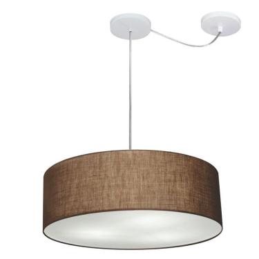 Imagem de Lustre Pendente Cilíndrico Com Desvio De Centro Vivare Md-4222 Cúpula Em Tecido 45x15cm - Bivolt Café 127/220v