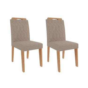 Imagem de Kit 2 Cadeiras Sala Jantar Paola Wood 2 Un Madeirado/ Linho Bege - Cimol