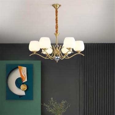 Imagem de Lâmpada Pingente Candelabro LED De Latão Com Estilo Luxuoso Americano E Retro: Design Criativo Para Sala De Estar, Restaurante, Quarto, Estudo, Villa, Hotel E Café (F 6 luzes)
