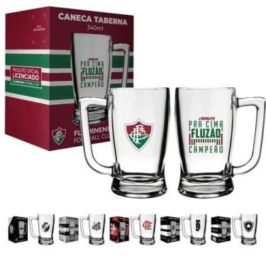 Imagem de Caneca Times Cerveja 340ml Vidro Chopp Flamengo Corinthians Santos Tab
