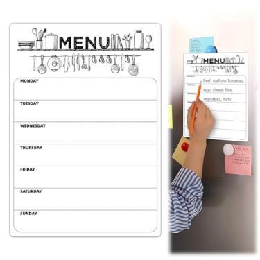 Imagem de Calendário magnético de planejamento de refeições apagável a seco para geladeira A4 quadro de menu diário semanal para cozinha ímã de menu de jantar para geladeira quadro de lista de planejamento