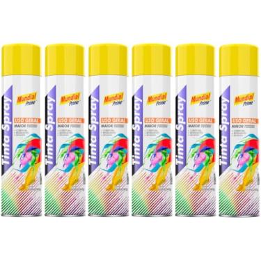 Imagem de Kit 6 Tinta Aerossol Spray Amarelo Bandeira Uso Geral 400ml/240g Mundial Prime