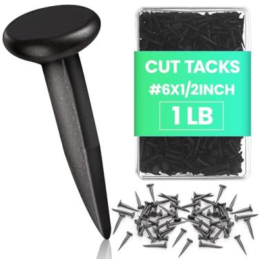 Imagem de Therwen Tachinhas de estofamento de 500 g Tachinhas de carpete Caixa preta a granel de pregos cortados para escadas de madeira, corredores, tabelas de madeira para pendurar e fixar tabelas de banners