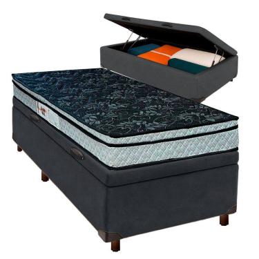 Imagem de Conjunto Cama Box Bau Blindado Solteiro + Colchão D28 Conforto Paropas