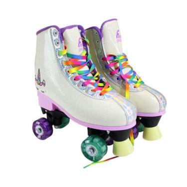 Imagem de Patins 4 Rodas Ajustável Com Luz Led Unicórnio RL-08 Tamanho 31 a 34 - Fênix