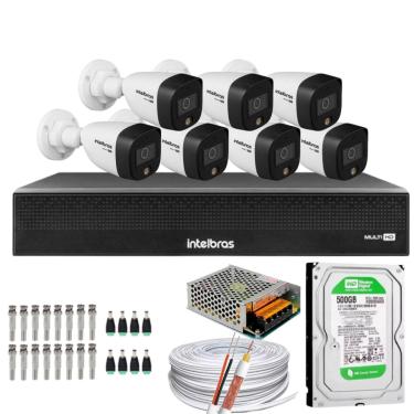 Imagem de Kit 7 Câmeras Intelbras Cftv 1080p Full Color Colorida Noite C/HD 500GB