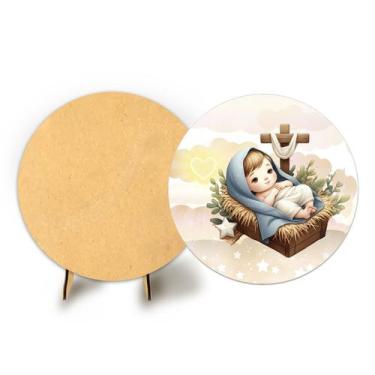 Imagem de Painel Redondo C Elastico 50cm Natal e Suporte MDF - Fadrix, NAT185