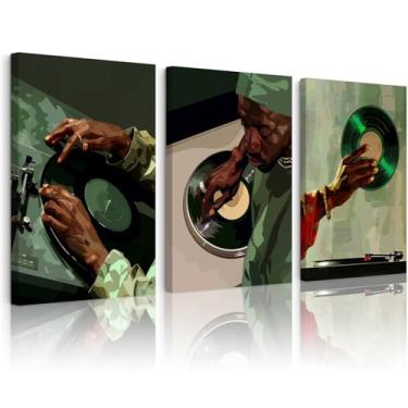 Imagem de Black Man Arte de parede homens afro-americanos decoração de parede pessoas negras DJ pôster hip hop imagens de música impressão moderna pintura cultura arte para quarto de meninos 40,6 x 60,8 cm