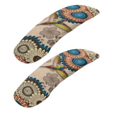 Imagem de Wanzuoeng Pacote com 2 capas de apoio de braço para cadeira de escritório, estampa de beija-flor, capa de apoio de braço para cadeira de jogo, estampa de mandala boho, capas de braço para cadeira de