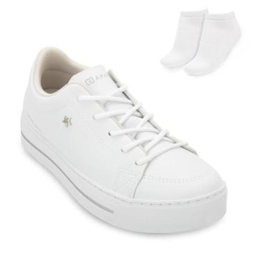 Imagem de Ramarim, Tênis Casual Fem Ramarim Flatform Branco/Prata 24-93205 Tamanho:35;Cor:Branco