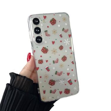 Imagem de ZTOFERA Capa transparente de Natal para Samsung Galaxy S23 6,1 polegadas, linda capa de telefone com estampa de Feliz Natal, presentes de silicone translúcido PC rígido + TPU bumper capa protetora à