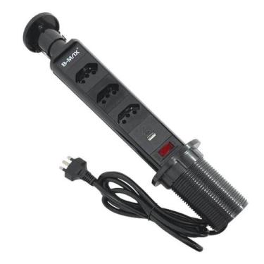 Imagem de Torre Multiplug Usb 3 Tomadas Retrátil Usb-c E De Embutir - B-MAX