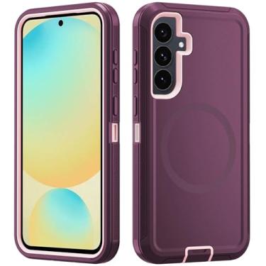 Imagem de Asuwish Capa de telefone para Samsung Galaxy S24 FE 5G com protetor de tela de vidro temperado, capa magnética híbrida à prova de choque protetora resistente acessórios resistentes S 24 EF AI S24FE